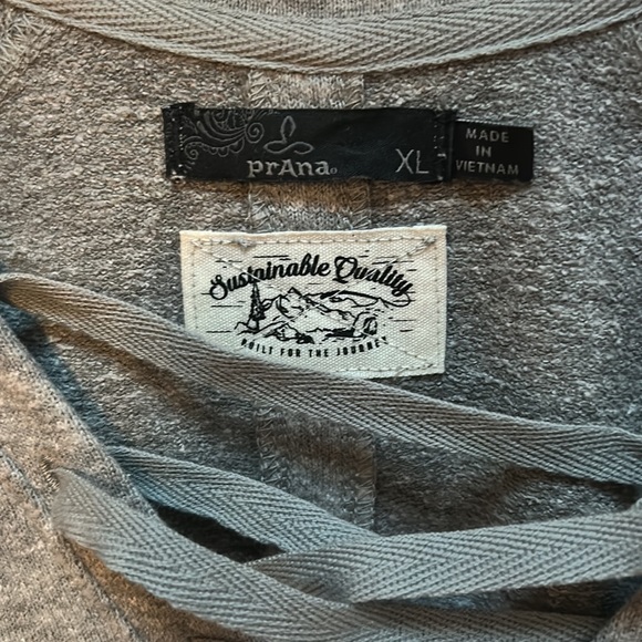 Prana Cozy Up Terry Dress XL Gray Hemp UV Lace Up Neck Sweatshirt pockets - Picture 4 of 6